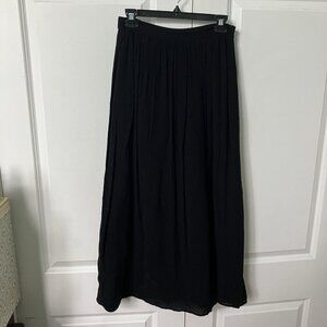 Y2K Dynamite Black Maxi Skirt Womens S Crinkle Rayon Whimsigoth Long Modest